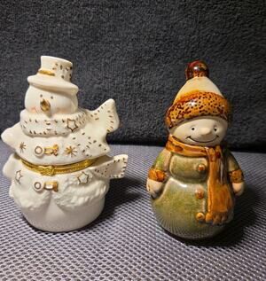 Snowman Trinket Box And Figurine
